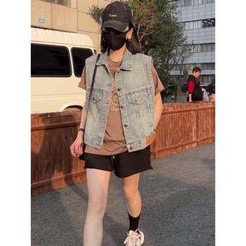 外套女寬松無袖上衣ins牛仔馬甲
