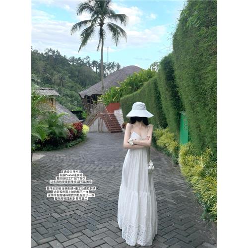 POET WONG【滿級白月光】仙女神裙 重工刺繡純棉白色連衣裙吊帶裙