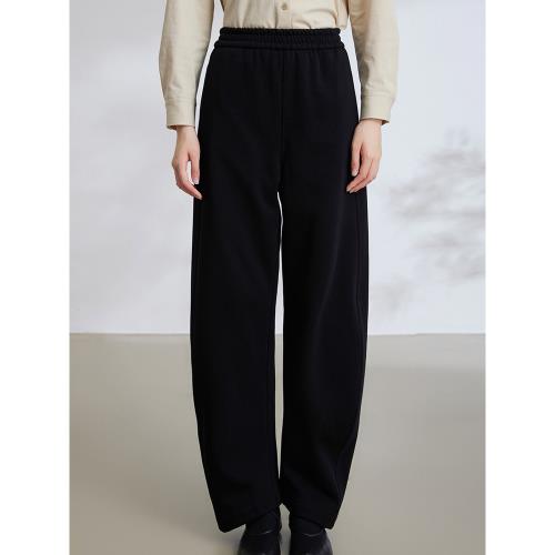 蒲PUKKA 專柜款抓絨加厚針織寬松顯高全腰橡筋寬松直筒長褲秋冬新