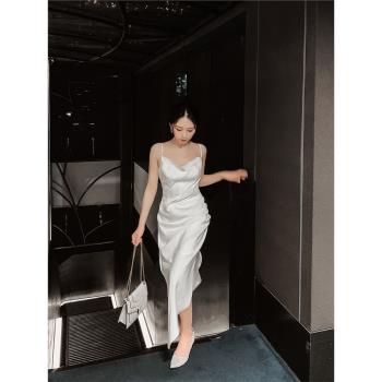 輕奢小眾高階平時可穿宴會氣質晚禮服女生日法式名媛高階感連衣裙
