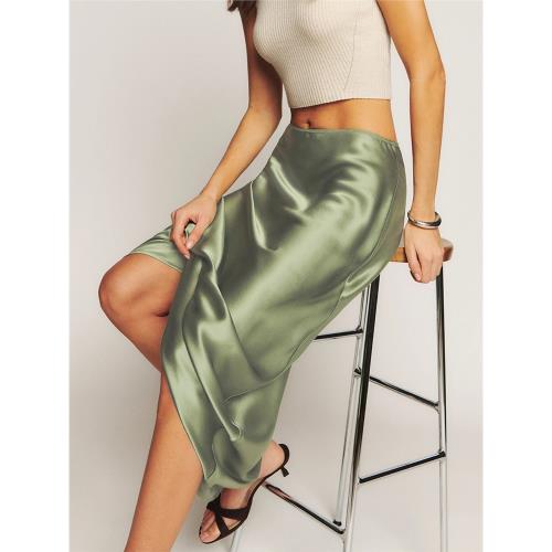 RETURN SELF/reformation法式醋酸緞面收腰魚尾裙半身裙長裙女