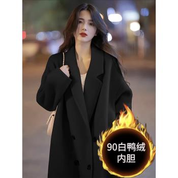 羽絨服內膽加厚呢子大衣女2024秋冬新款高階感韓系小個子毛呢外套