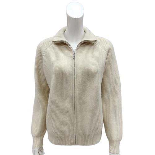 秋冬加厚慵懶風翻領拉鏈毛衣開衫女韓版寬松百搭立領羊毛針織外套