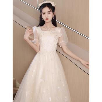 晚禮服女香檳色高階輕奢小眾生日宴會年會氣質主持人成人禮公主裙