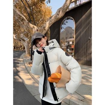鵝絨羽絨服女短款加厚高階感2024新冬季小個子寬松黑標泡芙麵包服