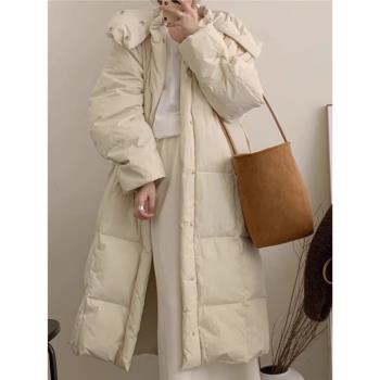 羽絨服女2024年新款超長款過膝韓版寬松加厚90白鴨絨冬季洋氣外套