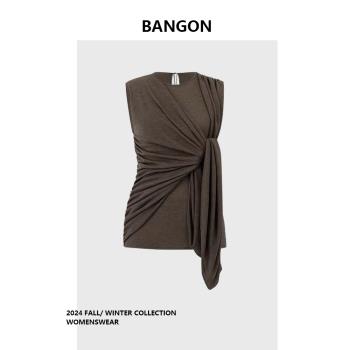 BANGON 綁帶設計上衣名媛氣質辣妹風2025年夏季新款修身顯瘦女潮