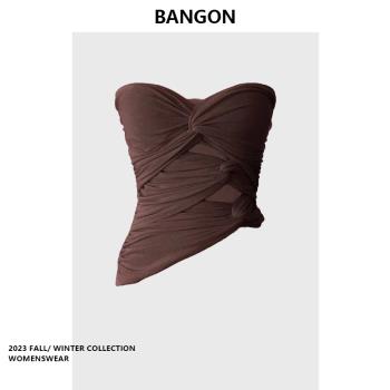 BANGON 不對稱抹胸背心氣質辣妹風2025年夏季新款小眾設計感上衣
