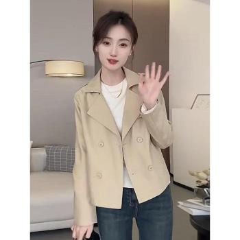 小個子風衣短款高階感外套女休閑氣質卡其色2025年春秋英倫風上衣