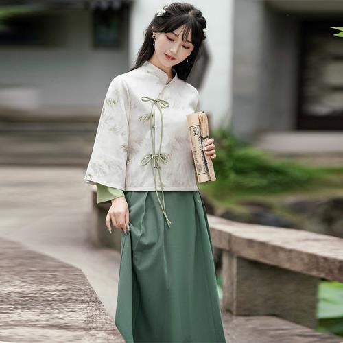 中國風復古改良旗袍盤扣唐裝漢服上衣女新中式禪意茶服茶藝師套裝|唐裝