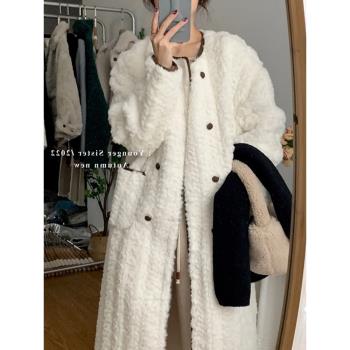 羊羔毛白色棉服女冬季外套2024年新款棉衣棉襖今年流行羊羔絨加厚