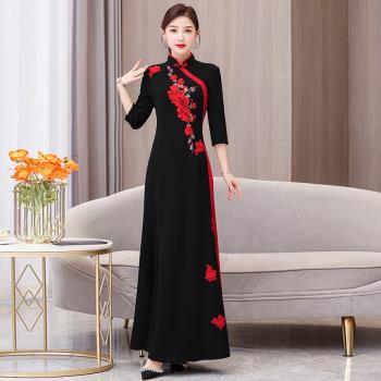 中國風旗袍演出服連衣裙禮儀舞臺