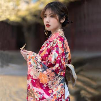 日式振袖櫻花少女風和服浴衣寫真日本傳統改良和服連衣裙高品質