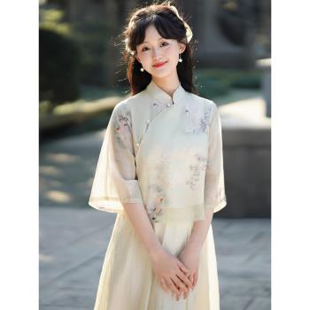 民國女裝漢服改良旗袍上衣春夏唐裝中國風禪意茶藝服裝採耳工作服