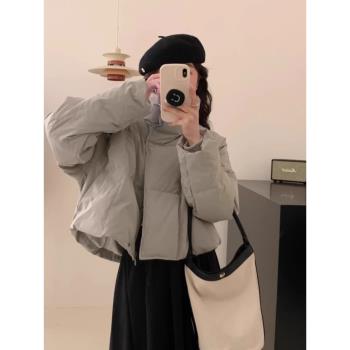 立領加厚90白鴨絨高階感羽絨服女2025冬季新短款保暖小個子麵包服