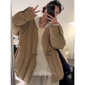 韓國東大門女裝秋冬新款復古ins風時尚休閑百搭寬松羽絨服新中式