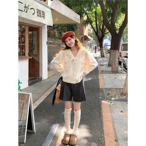 芝士兔 磨毛休閑褲短褲女春季2025新款設計感小個子直筒褲五分褲