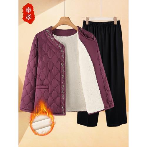 媽媽棉服新款中老年人女冬裝棉衣老人奶奶衣服老太太加絨大碼棉襖