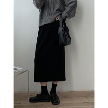 高腰寬松休閑中長款燈芯絨半身裙