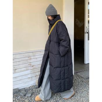 長款格子羽絨服女冬季天新款2024年新款時尚洋氣高階感小眾設計感