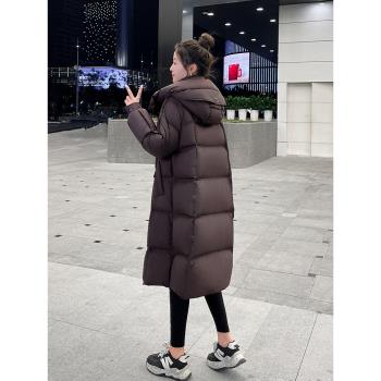 高階中長款羽絨服女冬季2024新款韓版時尚白鴨絨過膝加厚保暖外套
