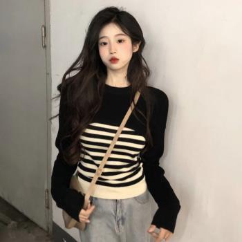 2025新款設計感高級感上衣女小眾春裝內搭短款長袖打底毛衣針織衫