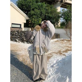 0918很秀美式學院風可拆卸毛領加絨加厚棉服外套女冬季保暖棉襖潮