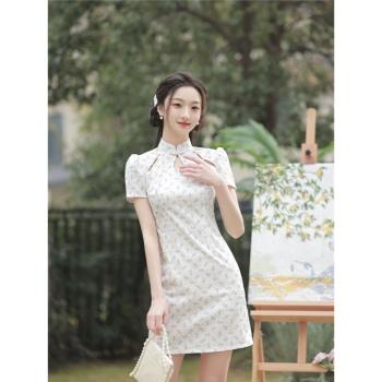 羅蘭年輕款日常改良短款旗袍2023新款設計感小眾中國風顯瘦連衣裙