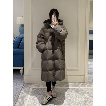 清倉90白鵝絨羽絨服女長款過膝新款韓版加厚保暖寬松爆款冬季外套