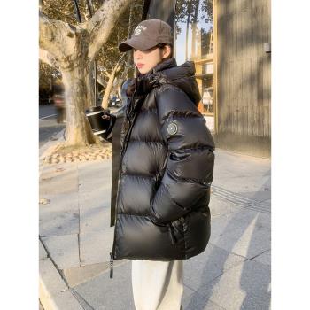冬季高階感超好看短款連帽羽絨服