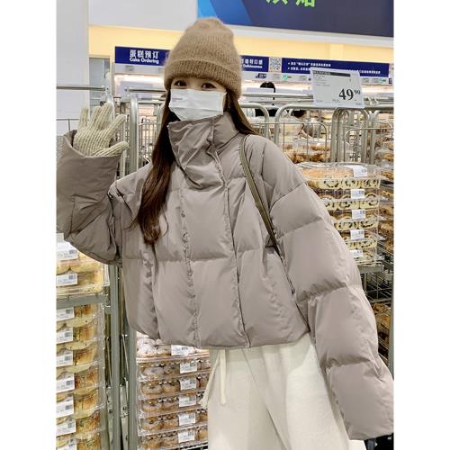 立領小款羽絨服女冬2025新款韓版寬松休閑時尚加厚保暖白鴨絨外套