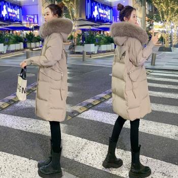 中長款繭型大毛領羽絨服女2024年冬季新款時尚白鴨絨加厚女士外套