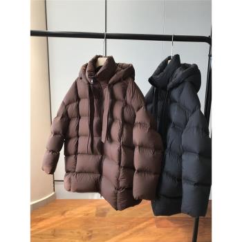 羽絨服女中長款泡芙冬季連帽2024新款超好看白鴨絨保暖麵包服外套