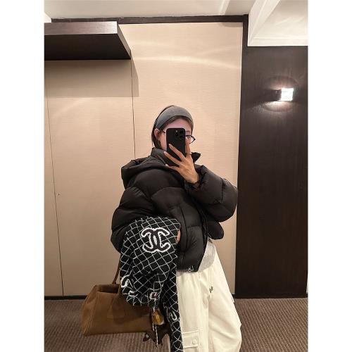 BBeginning云朵質感蓬松感短款90白鴨絨連帽羽絨服加厚面包服上衣