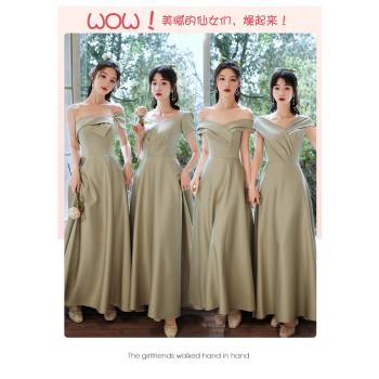伴娘服2025新款姐妹團禮服閨蜜團緞面晚禮服小眾森系仙氣質小禮服
