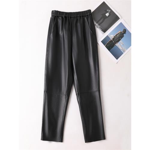 2025海寧歐洲站真皮綿羊皮皮褲女高腰韓版修身顯瘦百搭休閑褲