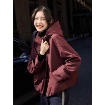 Basic House/百家好90白鴨絨短款保暖羽絨服外套女士冬季2024新款