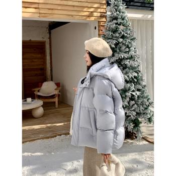 谷紀羽絨服女短款寬松連帽小個子2024年新款冬季麵包服加厚外套潮
