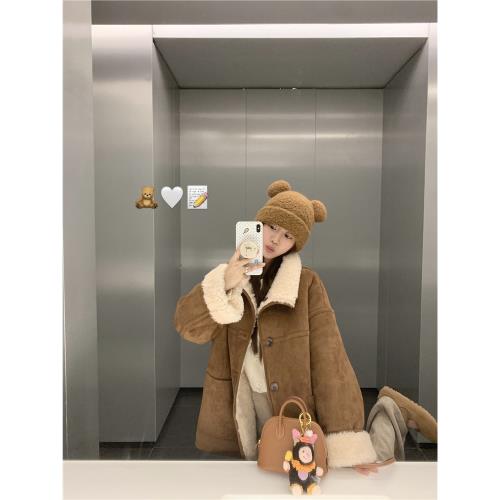 周壹 EEONE 暖熊抱抱 24冬新款加厚全羊毛麂皮雙面可穿保暖外套