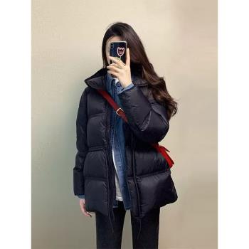 黑色短款羽絨服女2024年新款冬季獨特超好看今年流行小個子小香風