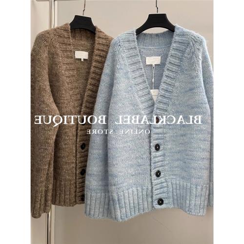 高級感超好看v領中長款針織開衫毛衣外套女早春秋新款寬松慵懶風