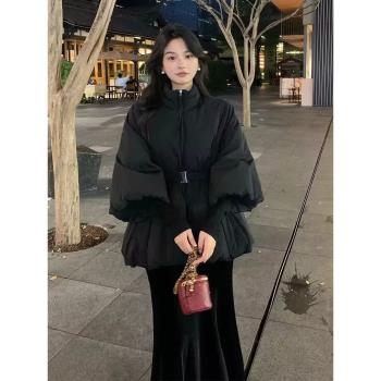 黑色短款羽絨服女冬季2024年新款時尚洋氣高階感超好看小眾設計感