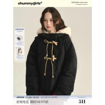 原創設計連帽羽絨服外套牛角扣
