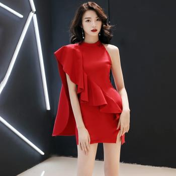 宴會晚禮服女高貴白色氣質小禮服連衣裙平時可穿名媛顯瘦性感短款