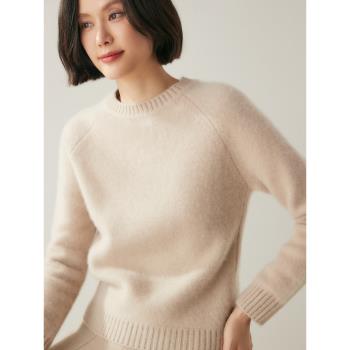經典簡約！三股重磅加厚羊絨衫女圓領純色山羊絨毛衣針織打底衫