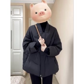 黑色短款羽絨服女冬季2024年新款時尚洋氣高階感超好看小眾設計感