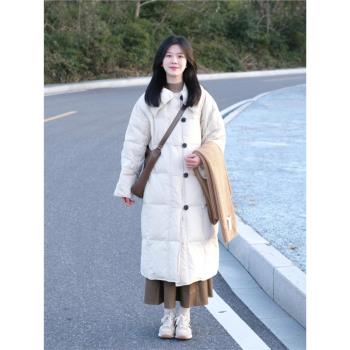 白色長款棉服女2024新款冬季棉衣棉襖爆款保暖外套韓系加厚超好看