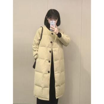 圓領長款羽絨服女冬季2024年新款時尚洋氣高階感超好看小眾設計感