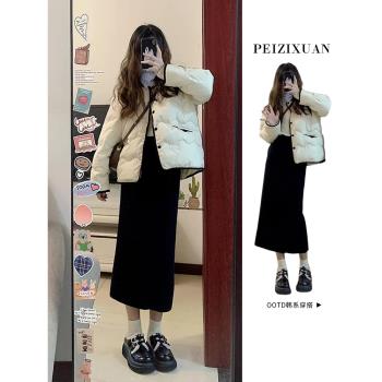 短款菱格白色棉服棉衣女秋冬季2025年新爆款加厚夾棉外套棉襖上衣