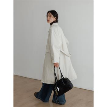 翻領長款韓版羽絨服女冬季2024新款設計感加厚白鴨絨保暖大衣外套